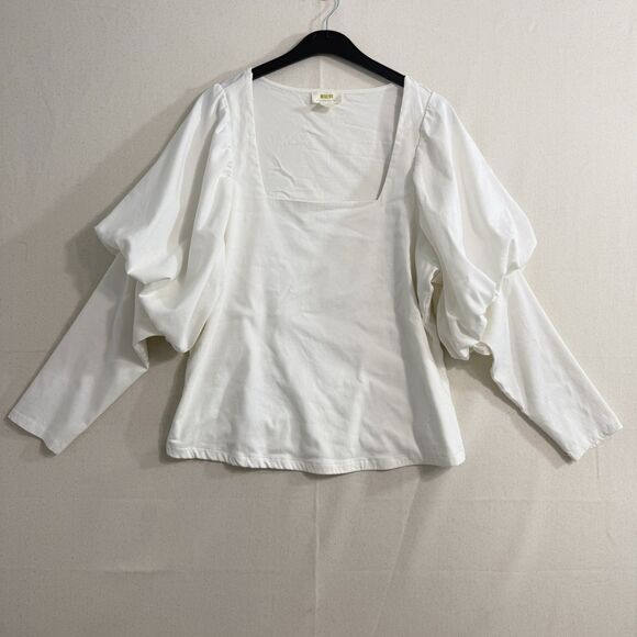 Maeve Tops - Maeve Anthropologie White Puff Sleeve Square Neck Regency Top Size 1X Women